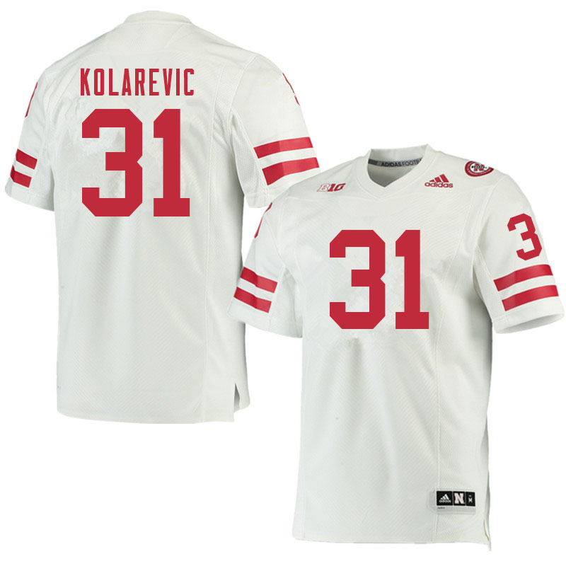 Men #31 Chris Kolarevic Nebraska Cornhuskers College Football Jerseys Sale-White